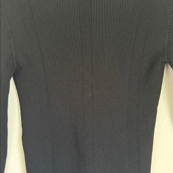 Maje Black Lace-Up Ribbed Long Sleeve Top - Picture 4 of 4